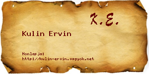 Kulin Ervin névjegykártya